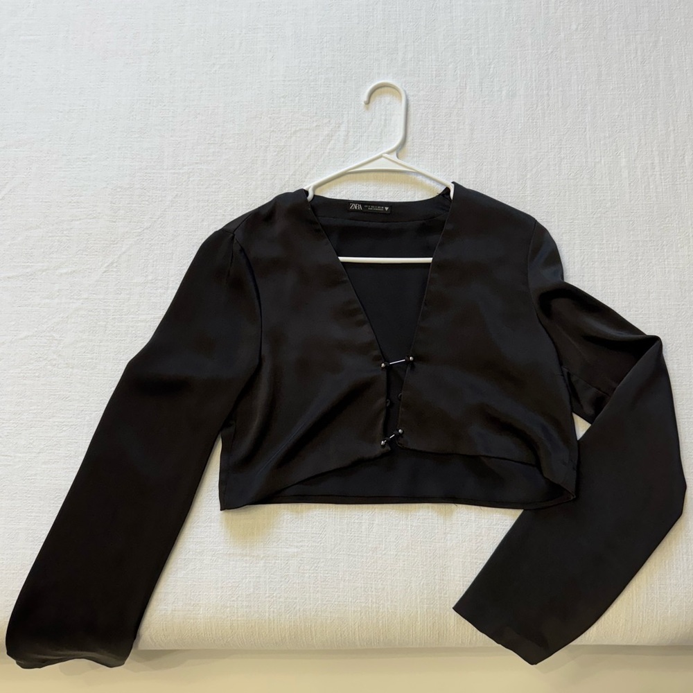 Black Silk Crop Top